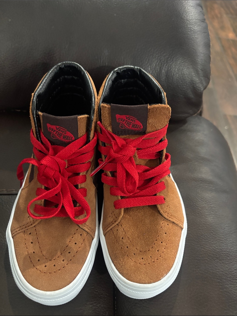 Vans Kids Brown Suede Sneakers with Red Laces